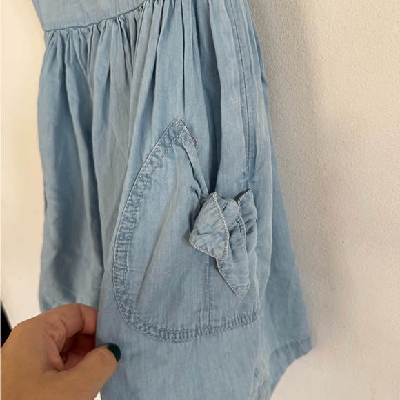 Mayoral Girls Chambray Dress, Soft, Bow Pockets, Size 7 , 122 CM - Picture 4 of 5
